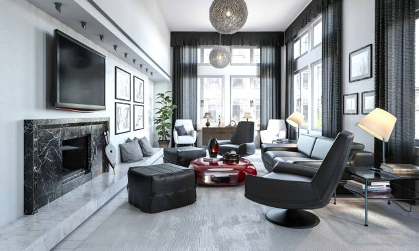 istock Black and white style modern  living room 2065341063