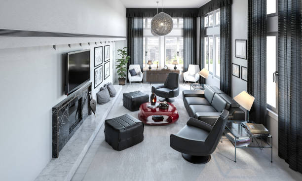 istock Black and white style modern  living room 2065342136