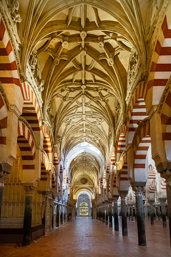 Moorish architecture of the praying hall. The Mezquita is regarded as perhaps the most accomplished monument of the Umayyad Caliphate of Córdoba. After the Spanish Reconquista, it once again became a Roman Catholic church.