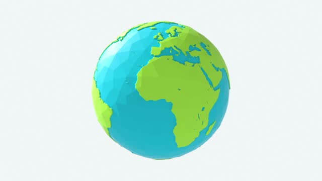 Low poly planet earth rotating in loop