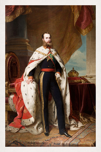 Official portrait of Emperor Maximilian I of Mexico made in 1864 by Albert Graefle.