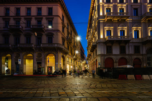 night shots inside Milan downtown during the Christmas Season