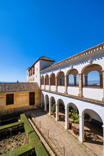 The Patio de la Sultana is part of the Generalife in the Alhambra of Granada, the main landmark of the city and one of the most famous monuments of Islamic architecture in the world
