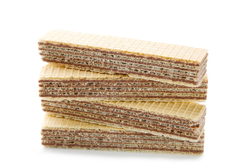 Sweet wafer sticks isolated on white background