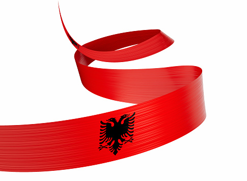3d Flag Of Albania 3d Shiny Waving Ribbon Flag Isolated On White Background 3d Illustration