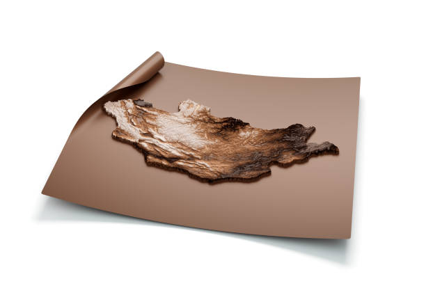 istock Map Of Mongolia Old Style Brown On Unrolled Map Paper Sheet On White Background 3d Illustration 2065397223