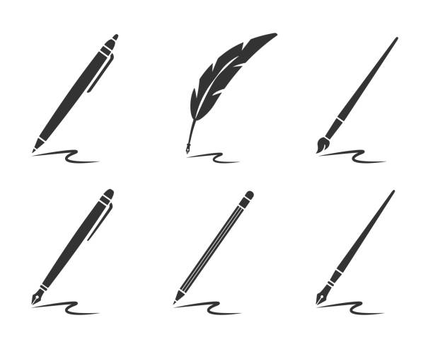 ilustrații de stoc cu set de scriere - pix