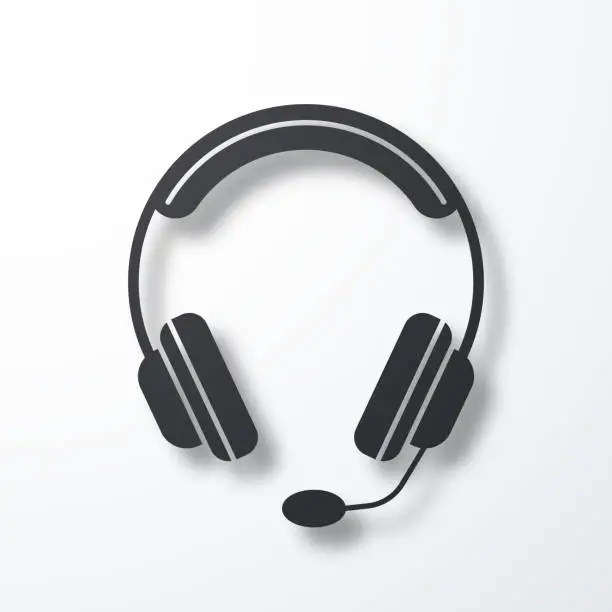 Vector illustration of Headset. Icon with shadow on white background