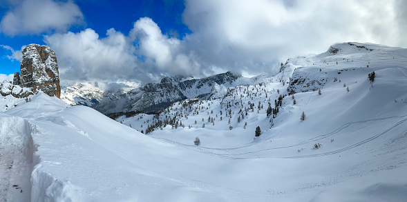 Lava Rock Formations with Fresh Snow - Scenic landscape of lava field after a fresh snow.