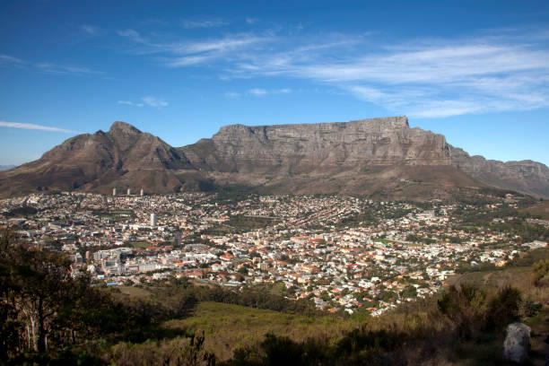 Table Mountain viewed from Signal Hill stock photo