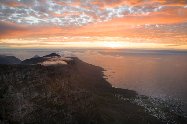 A view of Camp's Bay from Table Mountain stock photo