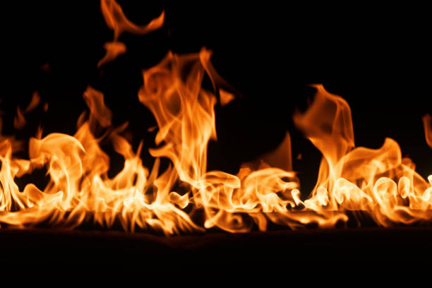 istock firestorm. Fire burning. Bright burning flames on a black background. Wall of Real fire, abstract background. Fire flames, isolated on dark background 2065476888