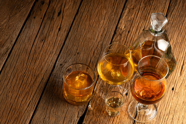 istock Selection of strong alcoholic drinks. Whiskey, liqueur, tequila, cognac, rum. 2065477405