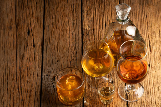 istock Selection of strong alcoholic drinks. Whiskey, liqueur, tequila, cognac, rum. 2065480673