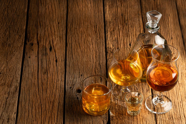 istock Selection of strong alcoholic drinks. Whiskey, liqueur, tequila, cognac, rum. 2065480677