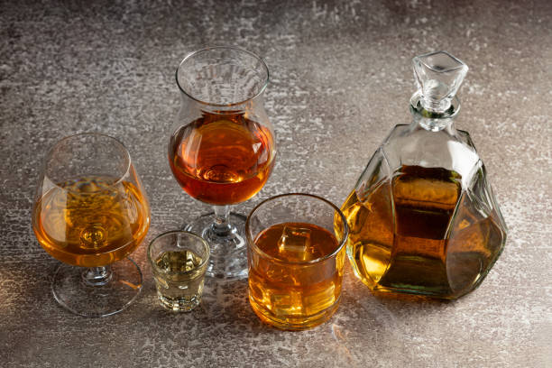 istock Selection of strong alcoholic drinks. Whiskey, liqueur, tequila, cognac, rum. 2065480712