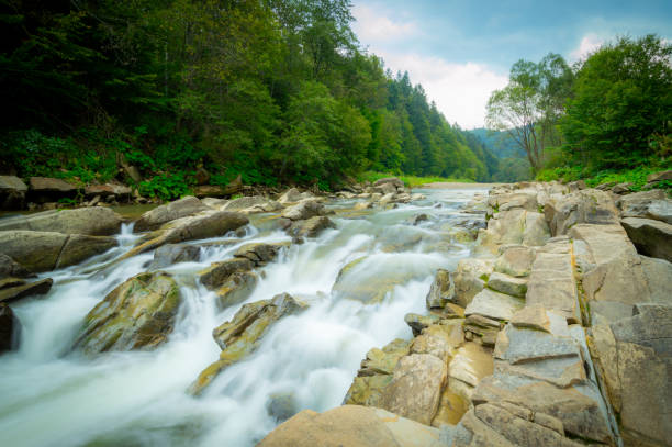 Mountain swift river Bieszczady, Wetilna river in Reserve Sine Wiry. Nature conservation