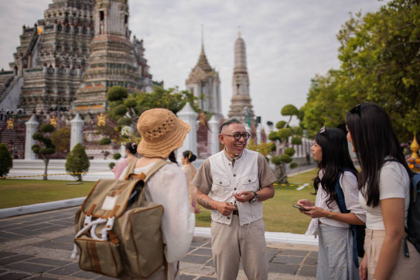 Women tourists with guide
