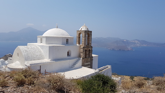 Church of St (Agia) Theodosia in Pyrgos Kallistis on Santorini, Greece