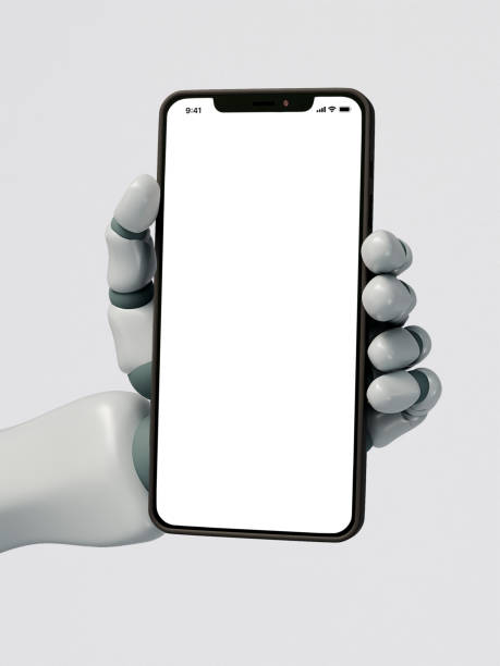 istock Robot hand holding a smartphone mockup 2065512989