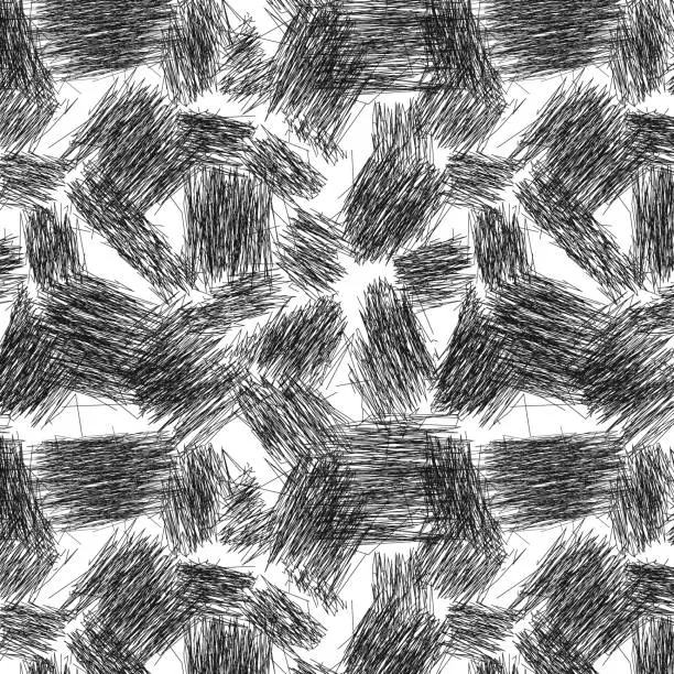 Vector illustration of Endless scratchy pattern of scribbled patches