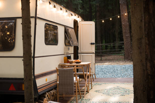 istock Outdoor caravan trailer in park 2065583370