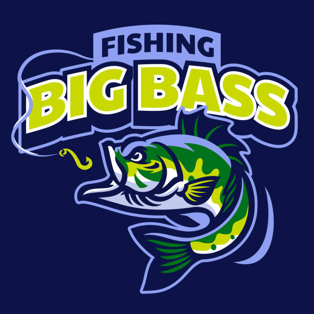 ilustrações de stock, clip art, desenhos animados e ícones de big bass mascot logo design - wild striped bass