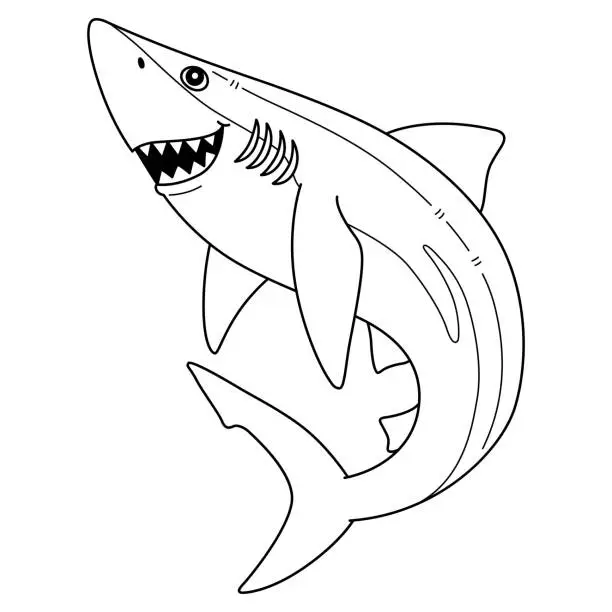 Vector illustration of Great Blue Shark Isolated Coloring Page for Kids