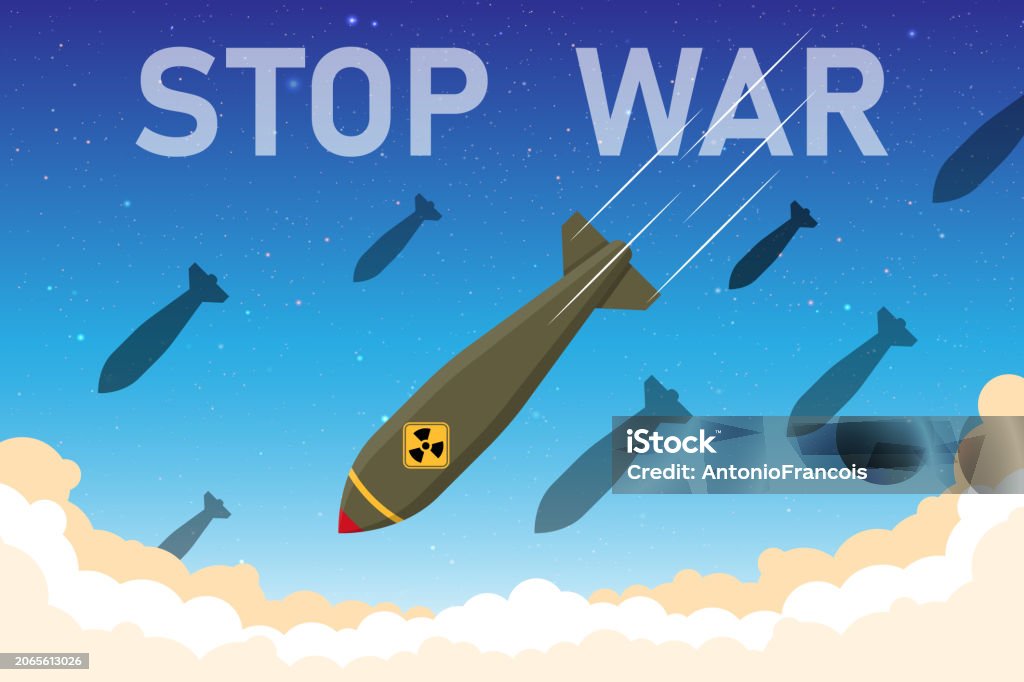 Stop War Nuclear Bombs Fall From The Sky Nuclear Rocket Air Bomb Atomic ...