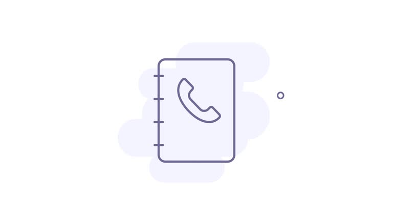 phone book 2d animated outline icon. phone book line icon 4k video motion design graphics for web, mobile and ui design.