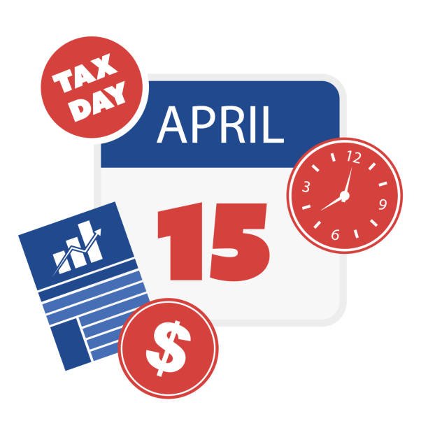 us tax day concept - calendar design template - calendar tax april day点のイラスト素材／クリップアート素材／マンガ素材／アイコン素材