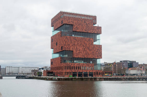 Antwerp, Belgium - February 24, 2024: Museum aan de Stroom (MAS, Museum by the Stream).