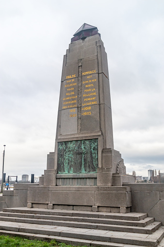 Antwerp, Belgium - February 24, 2024: Monument to the fallen sailors (Monument voor de gesneuvelde zeelieden).