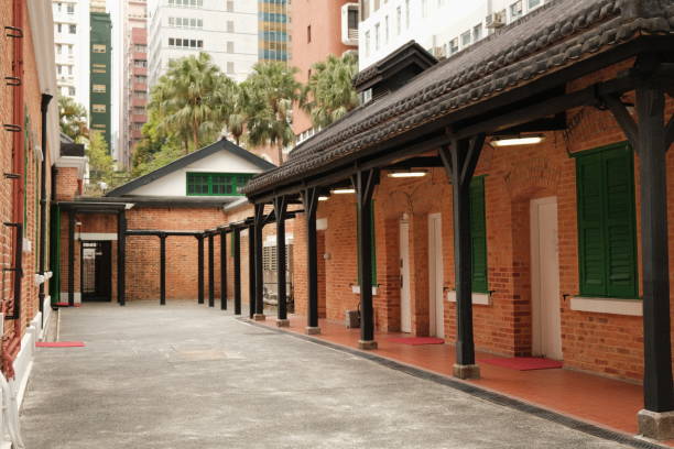 old brick building, vintage, Colonial Building