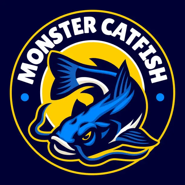 Vector illustration of Monster Catfish Mascot Logo Design