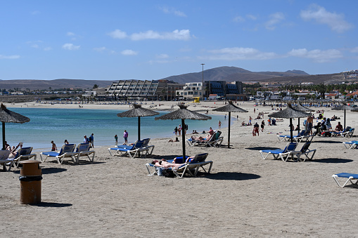 Beautiful beach coastal landscape in Balos, Crete, Greek Islands on a quiet sunny summer day