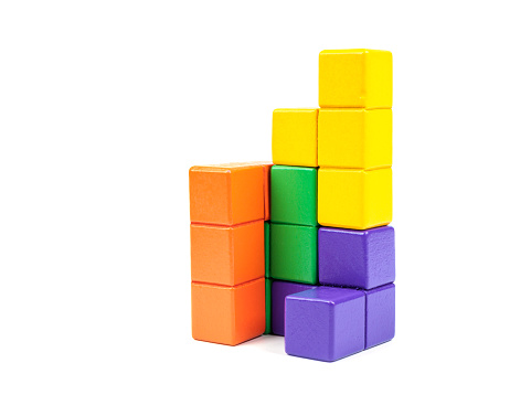 Tetris Tangram Block Cube on White Background