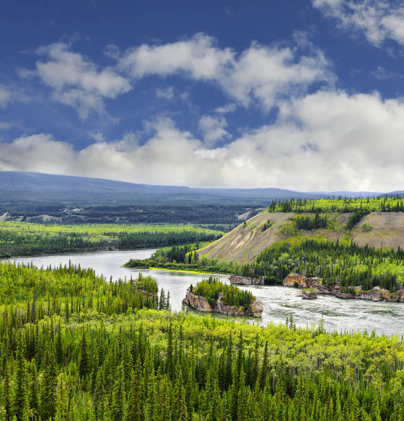 The five Fingers rapids in Yukon, Canada - a massive rapid on the Yukon River known from gold rush stories