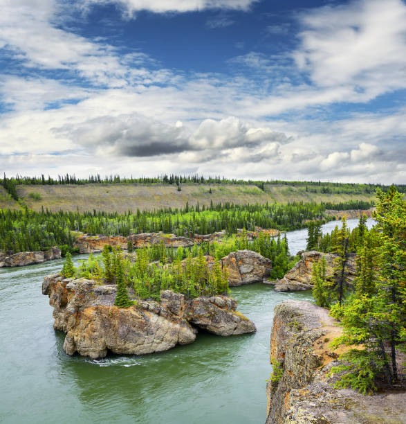The five Fingers rapids in Yukon, Canada - a massive rapid on the Yukon River known from gold rush stories