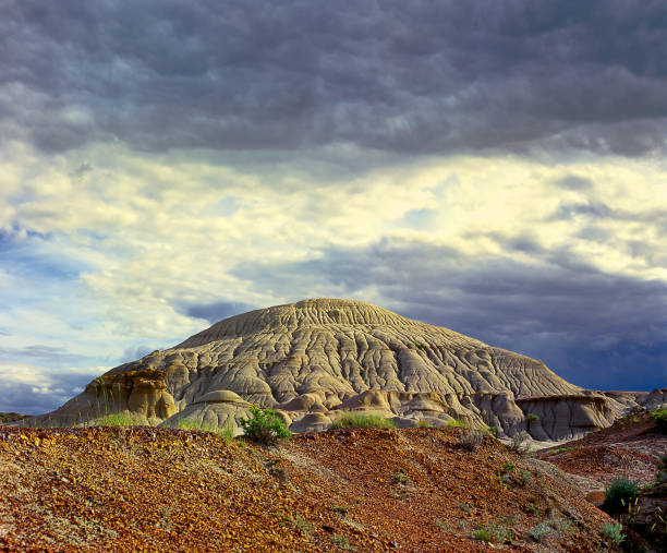 Large hoodoo mountain of the Dinosaur Provincial Park in the Canadian Badlands, Alberta - UNESCO World Heritage Site