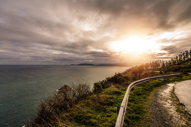 Beautiful sunset on northern Spain coastline right next to Ortegal cape. Exploration and tranquility. Dream come true.