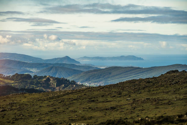 Stunning view of Spanish mountains and ocean.