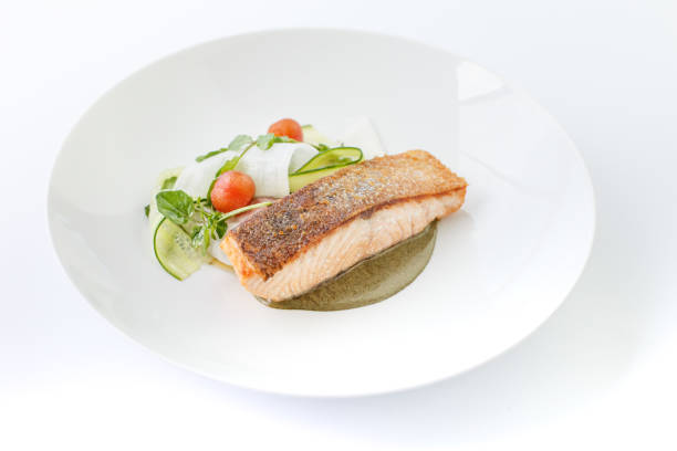 istock Roasted Salmon With Nori, Pickled Daikon, Cucumber And Confit Cherry Tomato. 2065701221