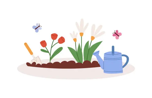 Vector illustration of Composition from garden tools