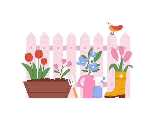 Vector illustration of Spring gardening composition