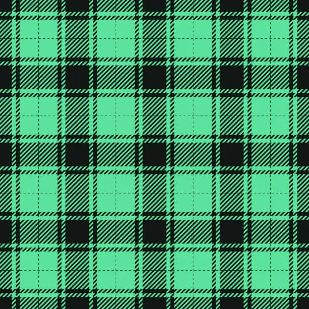 Vector illustration of Soft lime and dark green color striped lines tartan check seamless plaid pattern background for textile design.