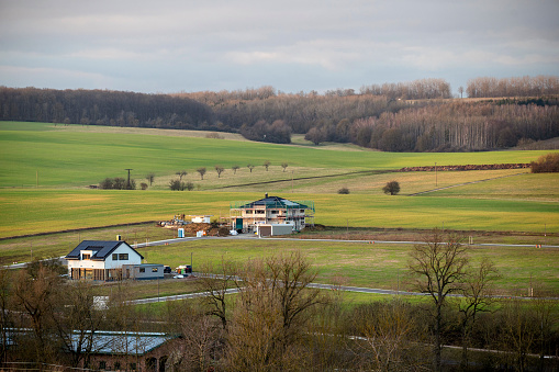 detached houses with solar roofs