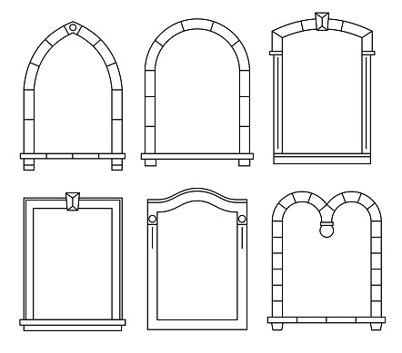 Classical vector window frame facade wall contour