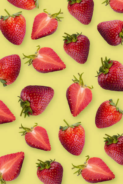 istock Fresh strawberry on a yellow background. 2065790465