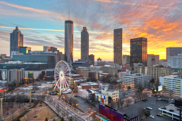 Atlanta, Georgia, USA Downtown Skyline Atlanta, Georgia, USA downtown skyline at dawn. atlanta skyline stock pictures, royalty-free photos & images